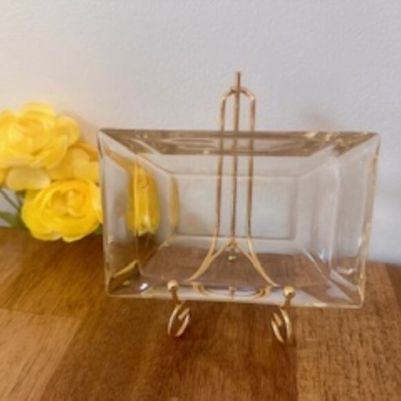 Vintage Thick Clear Glass Ashtray – Mid-Century Modern Rectangular Catchall - Picture 4 of 4